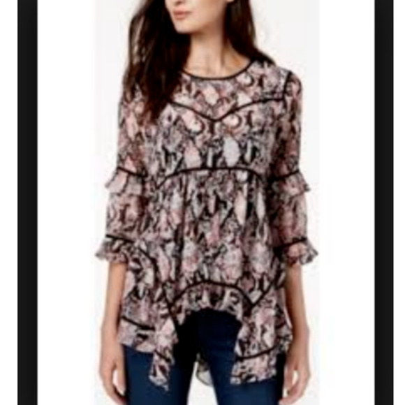 BAR-III-Ruffled-Asymmetrical top Blouse - Picture 1 of 6